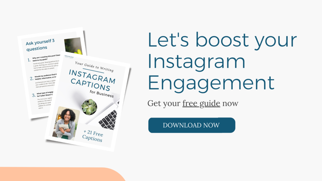 image of free download for Instagram captions. saying let's boost Instagram engagement. grab you free guide now. download now.